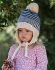 Kids Earflap Winter Striped Blue Hat