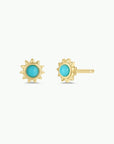 JK Sun Stud Turquoise Gold Earrings