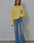 Hailee Yellow Cotton Crew Neck Sweater