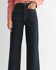 Super Dark Denim Patch Pocket Wide Leg