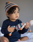 Pebble Striped Plush Bunny Rattle