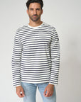 Breton M's Long Sleeve Striped Crew Neck T-Shirt
