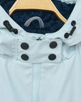 Fleece Lined Women's Long Raincoat: Aqua