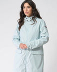 Fleece Lined Women's Long Raincoat: Aqua