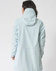 Fleece Lined Women's Long Raincoat: Aqua