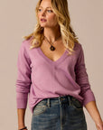 Juliet V-Neck Sweater: Lupine Heather