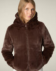 Save the Duck Reversible Faux Fur Laila Hooded Jacket: Mud Grey