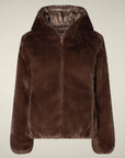 Save the Duck Reversible Faux Fur Laila Hooded Jacket: Mud Grey