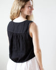 Bella Dahl Sleeveless Tie Waist Button Front Top