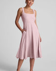 Featherweight At the Ready Square Neck Dress-Pink Haze