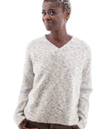 Elsa V-Neck Sweater: Egret