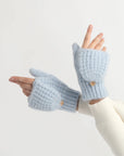 Wool Blend Waffle Knit Flip Mittens