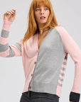 Z&P Split Cotton & Cashmere Cardi Sweater:Powder