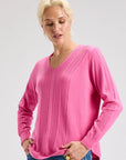 Z&P Cotton and Cashmere Soft V-Neck Sweater: Pink