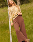 Chaka Textured Wide Leg Pant: Chestnut