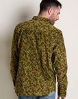 Cascadia Super Soft Cord Long Sleeve Shirt: Green Moss Leaf Print
