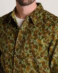 Cascadia Super Soft Cord Long Sleeve Shirt: Green Moss Leaf Print