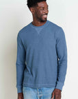 Framer Men's Long Sleeve Waffle Crew Neck: Pacific Blue