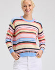 Z&P Mohair Stripe Sweater: Blue