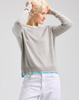 Z&P Light Marl Striped Crew Neck Sweater