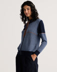 Z&P Dark Denim Knit Zip Up Cardigan Sweater