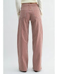 Spicey Brown Striped Relaxed Wide Leg Jeans