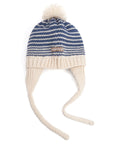Kids Earflap Winter Striped Blue Hat