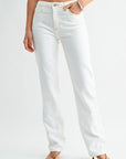 JBD Mid Rise Stovepipe Straight Leg Off White Jeans