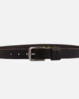 Abel Unisex Sleek Leather Belt with Silver Buckle - Black