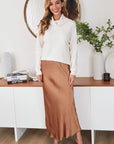 Tobacco Silky Slip Skirt