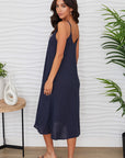 Pinstripe Linen Maxi Dress