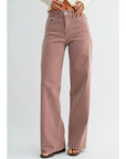 Spicey Brown Striped Relaxed Wide Leg Jeans
