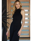 Milan Ribbed Mock Neck Sleeveless Top