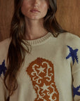 A Star Boot Cotton Crew Neck Sweater