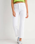Patch Pocket Cropped White Denim Jeans