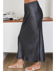 Charcoal Silky Slip Skirt