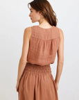 Bella Dahl Sleeveless Tie Waist Button Front Top