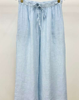 Drawstring Waistband Wide Leg Linen Pants