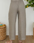 Drawstring Waistband Wide Leg Linen Pants