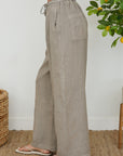 Pleated Linen Wide Leg Pant