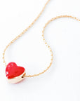 Tiny Red Heart Gold Filled Necklace - 15"