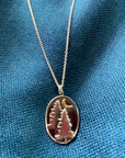Sterling Silver Nature Inspired Necklace: Pine Trees at Night
