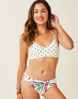 St. Barth Reversible Swim Bottom - Botanical / Cloud Polka Dot