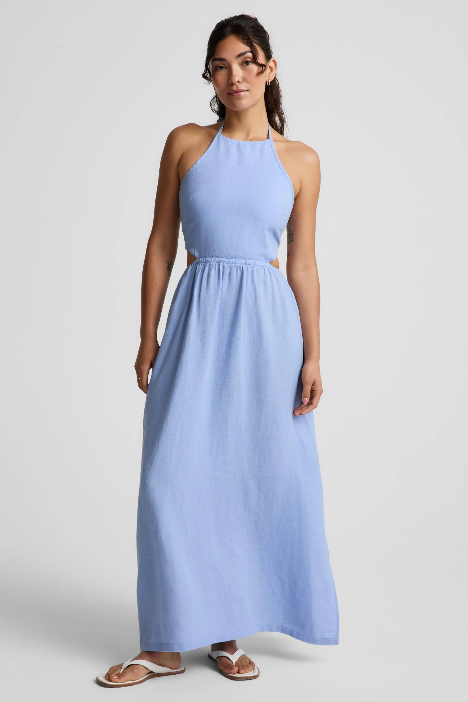 Soft Wash Linen Halter Dress