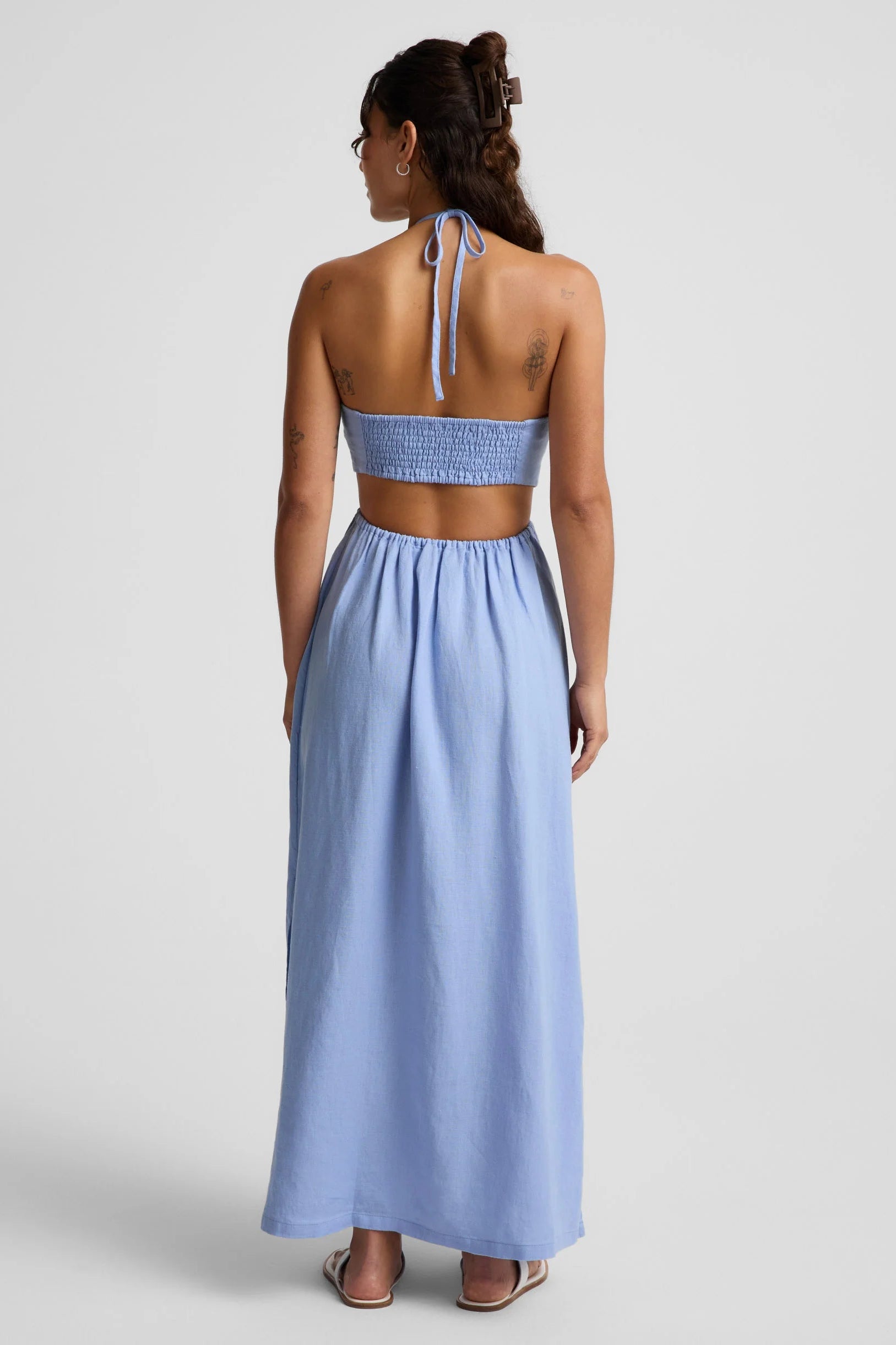 Soft Wash Linen Halter Dress