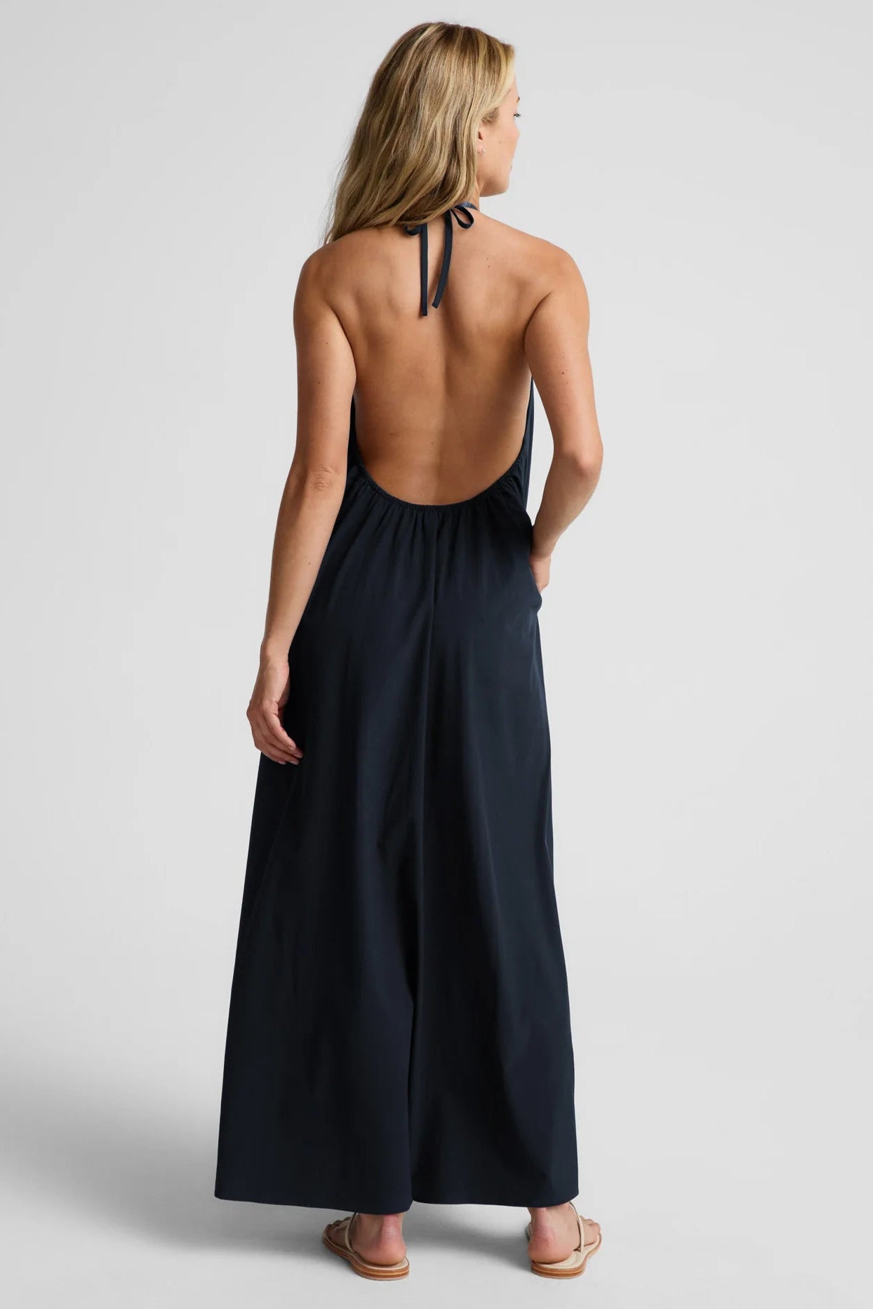 Go With The Flow Halter Dress: Nocturnal Navy