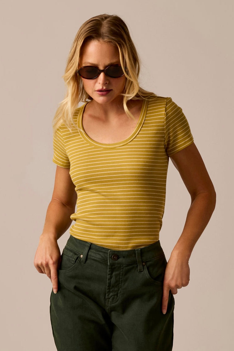 Carve Ever Tee-Gold Glow Stripe