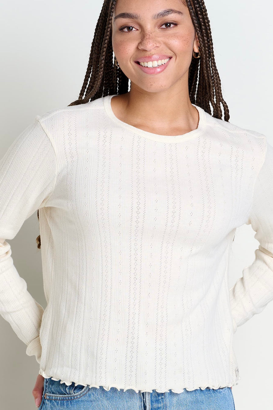Foothill Pointelle Long Sleeve Crew T-Shirt