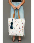 Skiing People Cotton Tote Bag