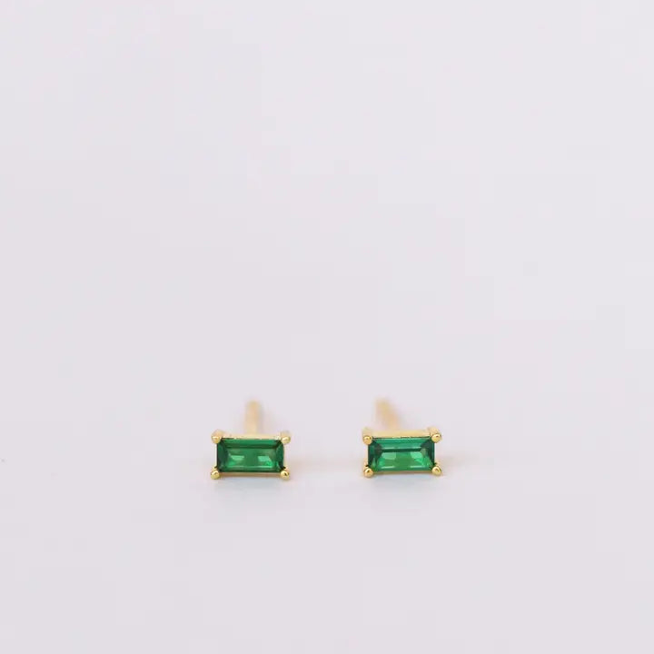 JK Baguette Emerald Gold Earrings